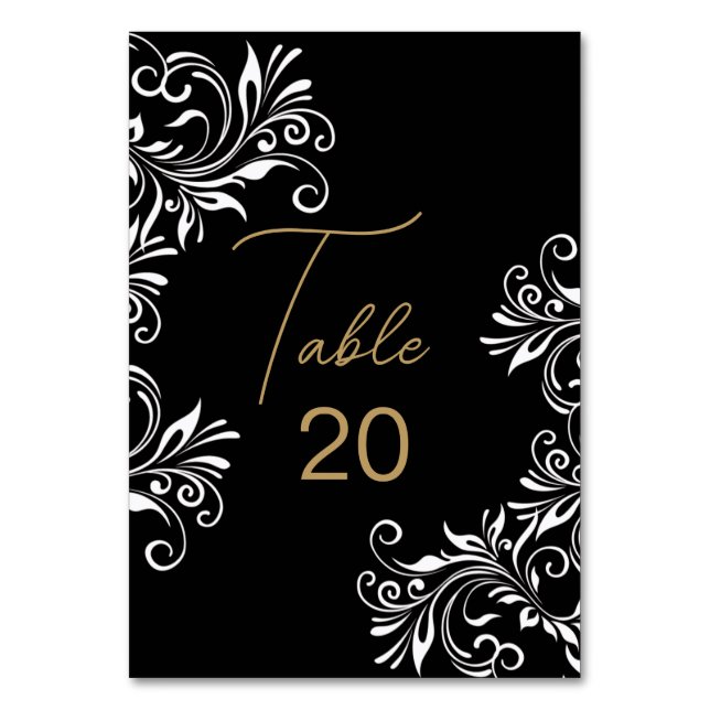 Empfang von Gold und Black Wedding Tischnummer (Vorderseite)