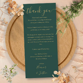 Empfang von Green Gold Hochzeit Dankeschön Platzka Menükarte