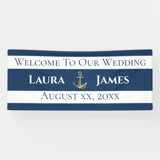 Empfang von Nautical Anchor-Hochzeiten Banner (Horizontal)