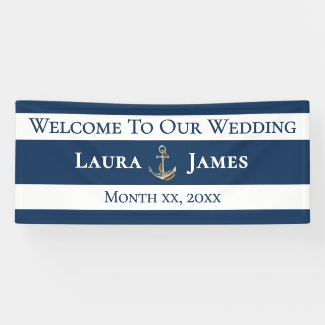 Empfang von Nautical Anchor-Hochzeiten Banner (Horizontal)