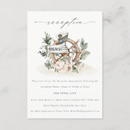 Empfang von Nautical Anchor Wheel Floral Wedding Begleitkarte