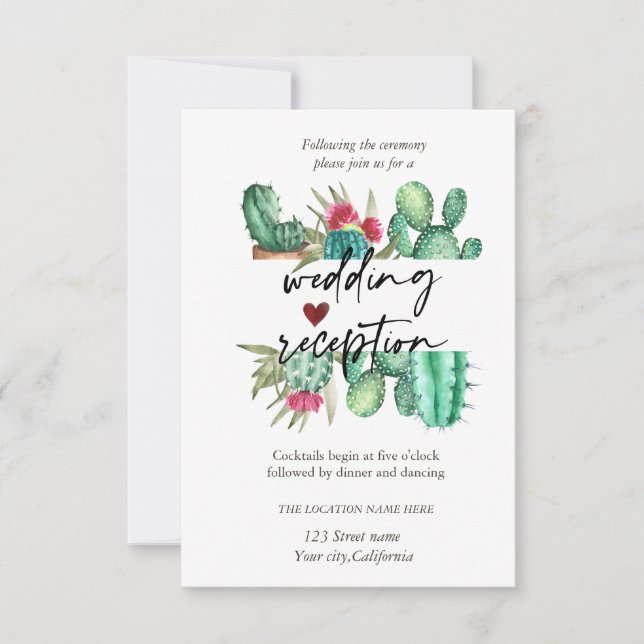 Empfang Wasserfarbenkaktus Einladung (Vorderseite)