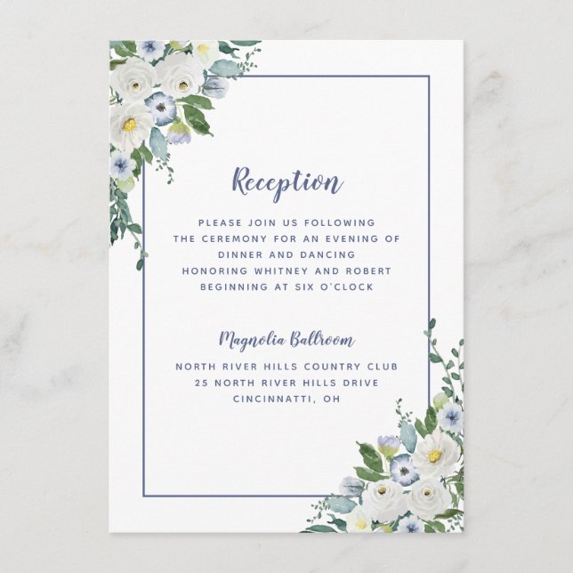 Empfang Wedding Floral Watercolor Begleitkarte (Vorderseite)