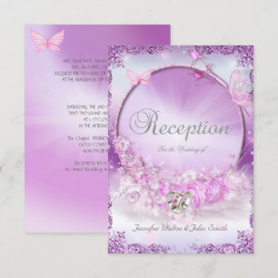 Empfang Wedding Pink Lilac Rings Butterfly Einladung