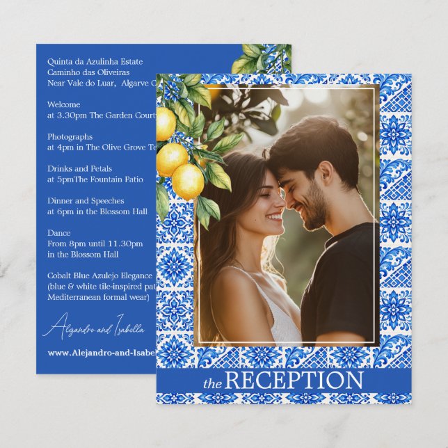 💙🍋Empfangsdetails  Azul & Limone Romance  Begleitkarte (Vorne/Hinten)