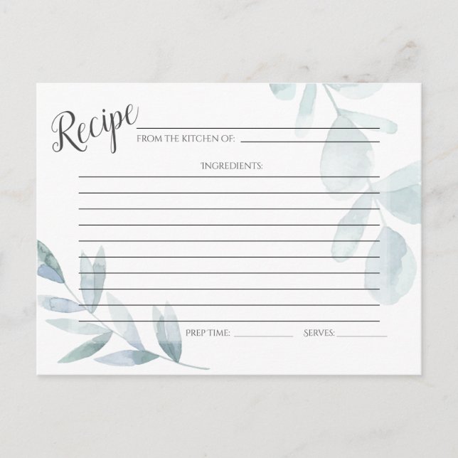 EMPFANGSKARTE | Dusty Blue Watercolor Eucalyptus Postkarte (Vorderseite)