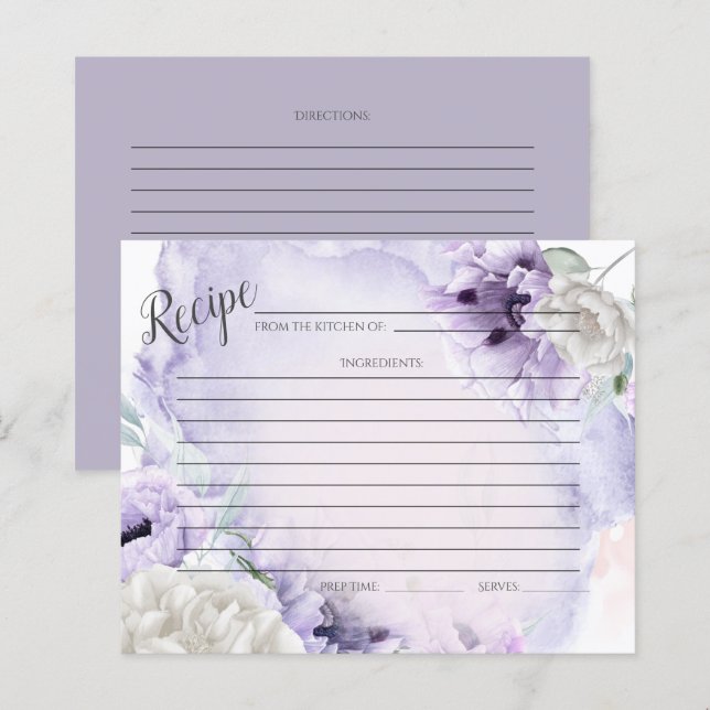 EMPFANGSKARTE | Rustikale Wasserfarbe Lilac Poppie (Vorne/Hinten)