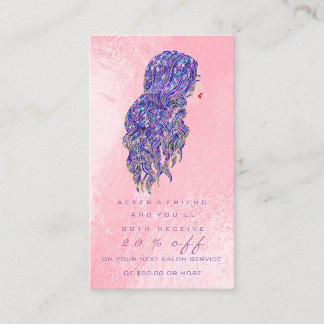 Empfehlungskarte des Salons Rosa Makeup Lashes (Vorderseite)