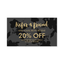 Empfehlungskarte für den Black Floral Gold Text Sa