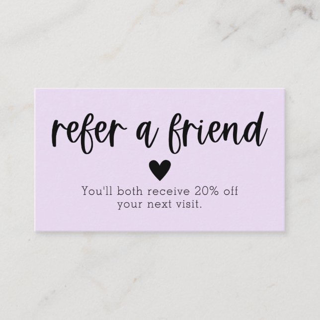 Empfehlungskarte für einen Friend Salon Visitenkarte (Vorderseite)