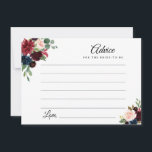 Empfehlungskarte für Marine, Bordeaux und Blumen Hinweiskarte<br><div class="desc">Ein schlichtes Blumendesign mit schönen bordeauxfarbenen,  marineblauen und rot-rosa Blume. Sie können die Farben und Textdetails ändern.</div>