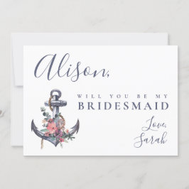 Empfehlungskarte für Nautic Floral Anchor Bridesma Einladung