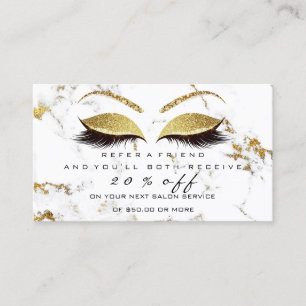 Empfehlungskarte für Salon Makeup Gold Marmor Lash