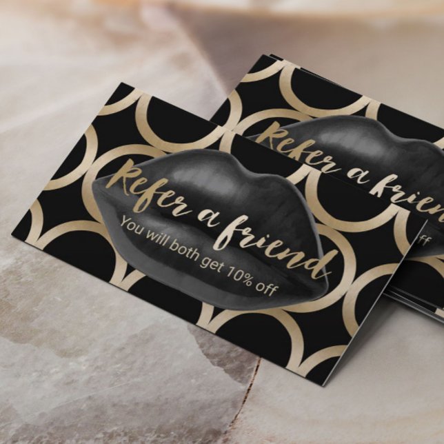 Empfehlungskarte | Geometrische schwarze Lippen Ma (Von Creator hochgeladen)