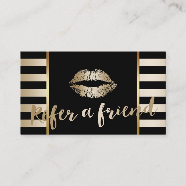 Empfehlungskarte| Gold Lips Makeup Artist Modern Empfehlungskarte (Vorderseite)