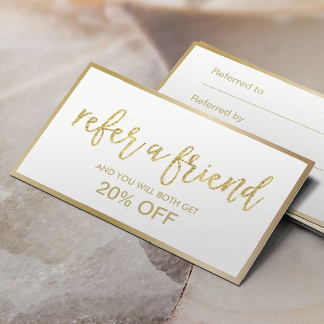 Empfehlungskarte | Minimal Gold Gerahmt Beauty Sal (Von Creator hochgeladen)