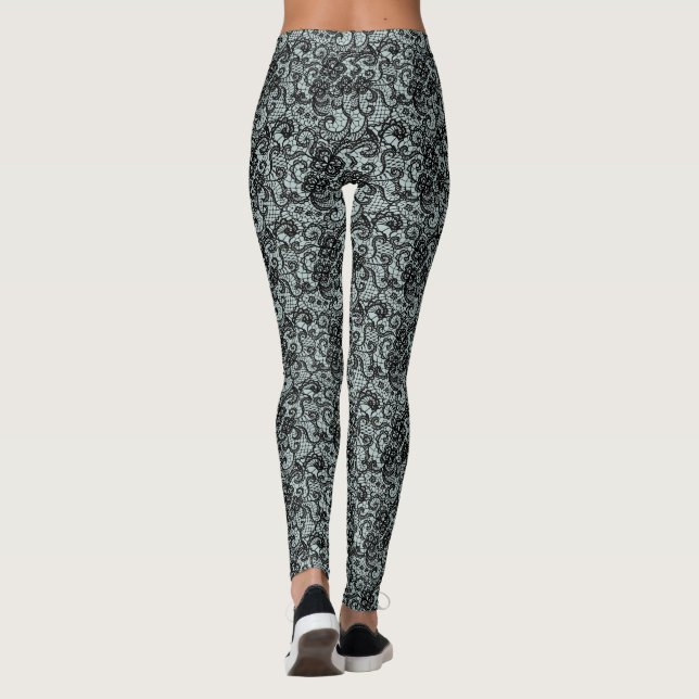 Empfindliche schwarze Spitze Leggings (Rückseite)