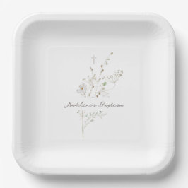 empfindliche Wildblumen Taufe Pappteller