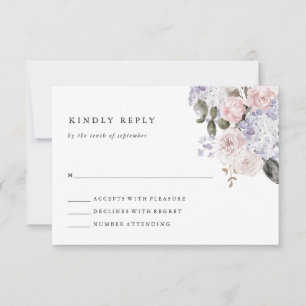 Empfindlicher AquarellHydrangea Wedding Blumen  RSVP Karte