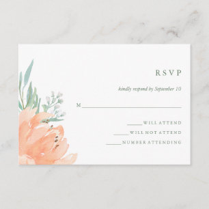 Empfindlicher Pfirsich mit Blumen und RSVP Karte