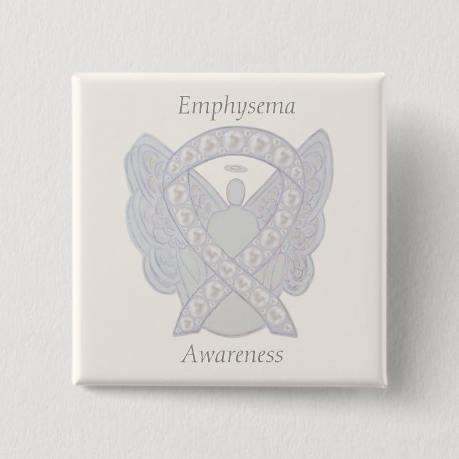 Emphysema Awareness Angel Pearl Ribbon Custom Butt Button (Vorderseite)