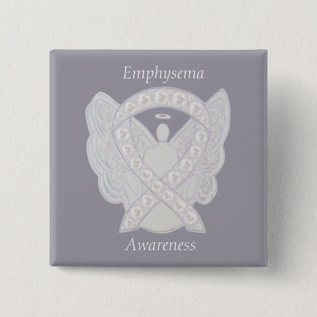 Emphysema Awareness Angel Pearl Ribbon Custom Butt Button (Vorderseite)