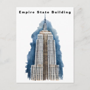 Empire State Building New York Aquarell Postkarte