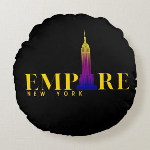 Empire State Building-New York-Vibrantes Gold Rundes Kissen