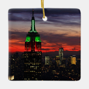 Empire State Building - Weihnachtsfarben Sonnenunt Keramikornament