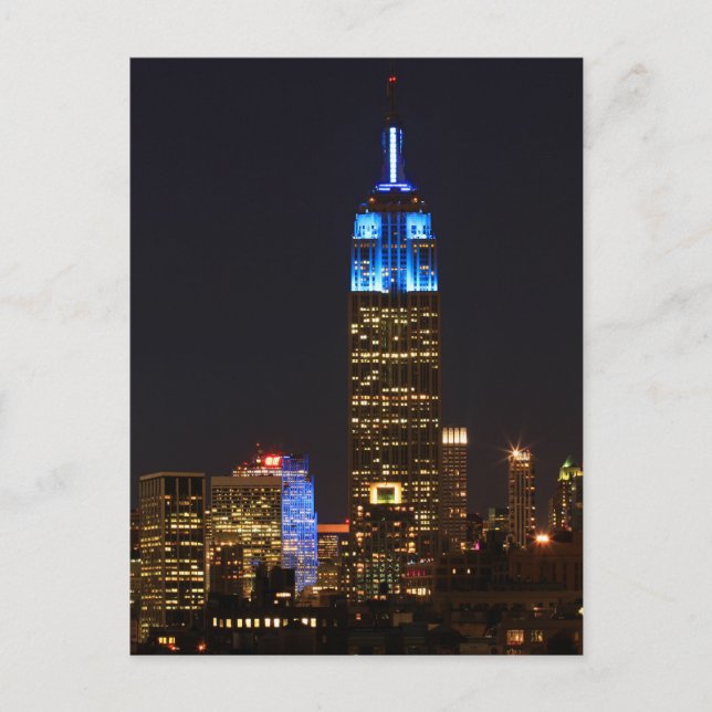 Empire State Gebäude 30 Rock in blue für Autismus  Postkarte (Vorderseite)