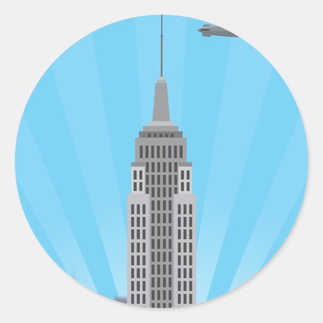 Empire State Gebäude (einfache Geschichte) Runder Aufkleber (Vorderseite)