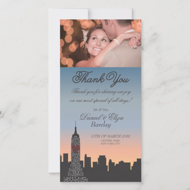 Empire State Gebäude Hochzeit Vielen Dank Foto Car Dankeskarte (Vorderseite)