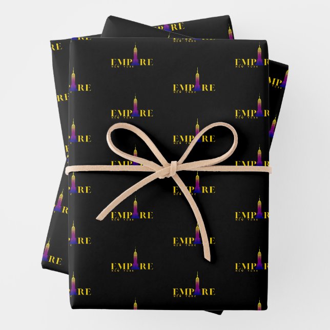 Empire State Gebäude-New York-Vibrant Gold Geschenkpapier Set (Beispiel)