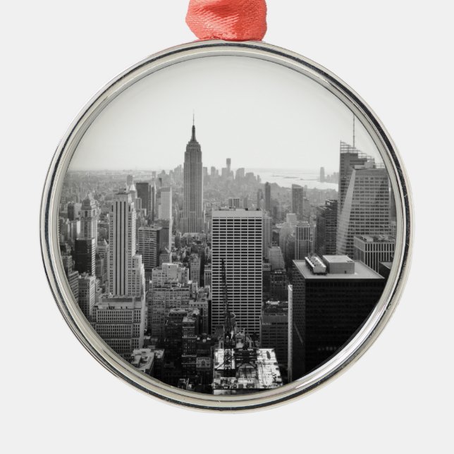 Empire States Gebäude Manhattan Silbernes Ornament (Vorne)