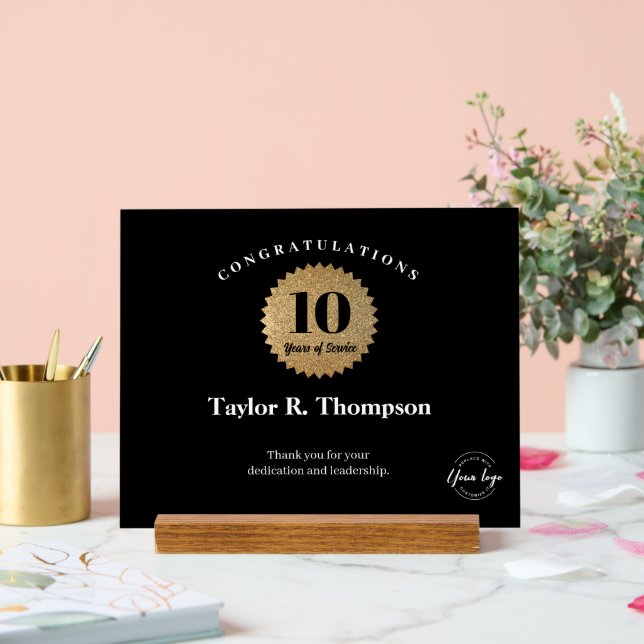 Employé 10 ans de service or sceau logo personnali (Mariage)