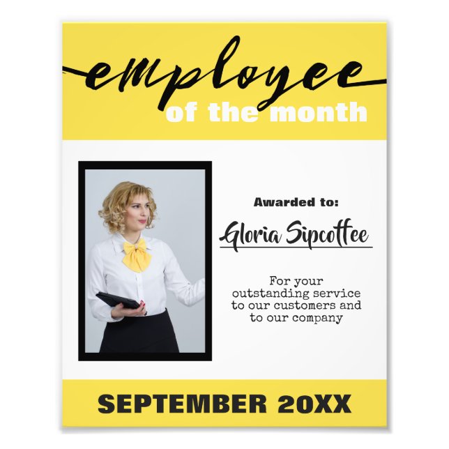 Employé du mois certificat d'attribution photo (Devant)