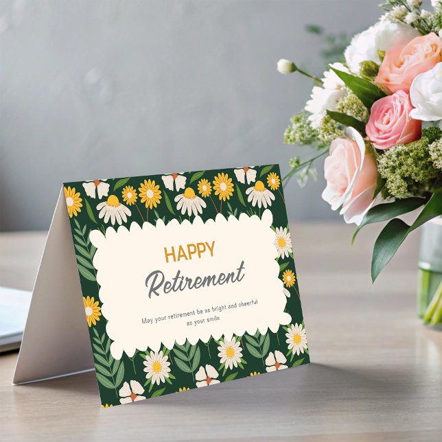 Employé Fleur Lumineuse Bonne carte de retraite (Bright Flower Employee Staff Happy Retirement Card)