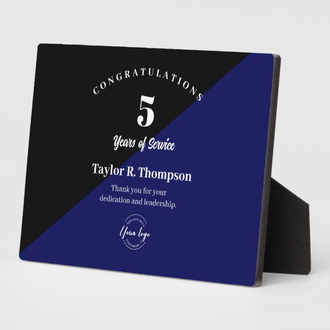 Employee 5 years of service Custom logo blue Fotoplatte (Seite)