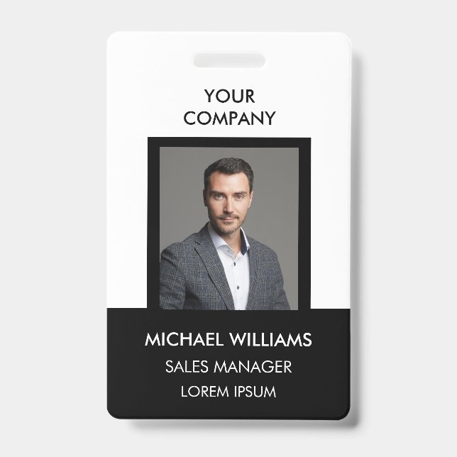 Employee Foto ID White Black Ausweis (Front)