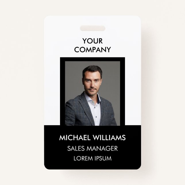 Employee Foto ID White Black Ausweis (Vorderseite)