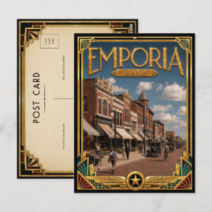 Emporia Kansas Vintage Art Deco Goldenes Zeitalter Postkarte