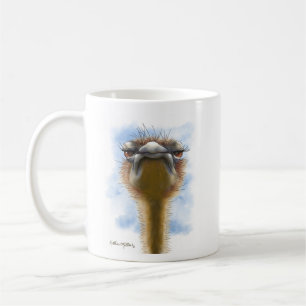 Empörte Strauß-Karikatur Kaffeetasse