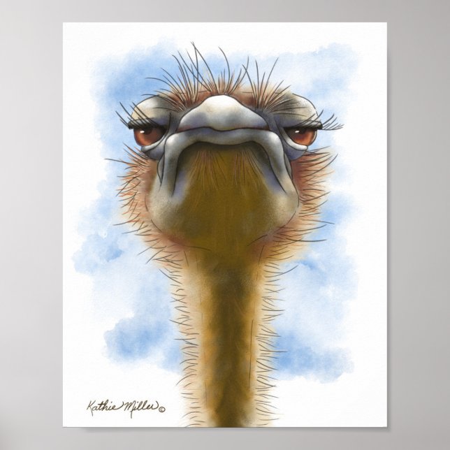 Empörte Strauß-Karikatur Poster (Vorne)