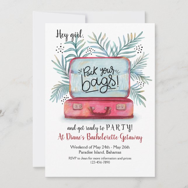 Emportez vos sacs Bachelorette Party Invitations (Devant)