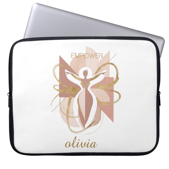 Empower Abstract Golden Woman Silhouette Art Laptopschutzhülle (Vorderseite)