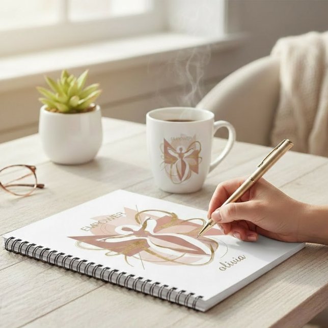 Empower Abstract Golden Woman Silhouette Art Notizblock (Von Creator hochgeladen)