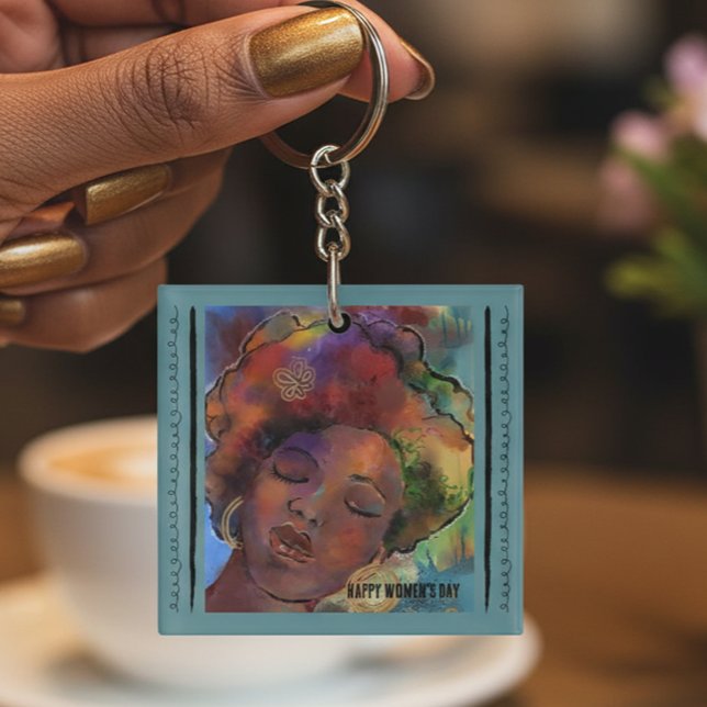 "Empower Women" Black Woman Art Acrylic Keychain Schlüsselanhänger ("Empower Women" Black Woman Art Acrylic Keychain)