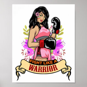 Empowered Latina Woman Boxing Kickboxing Girl I Poster
