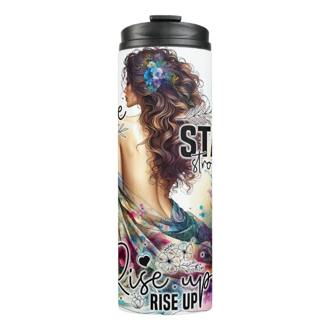 Empowered Woman Floral | Zitate zum Thema Inspirat Thermosbecher (Vorderseite)