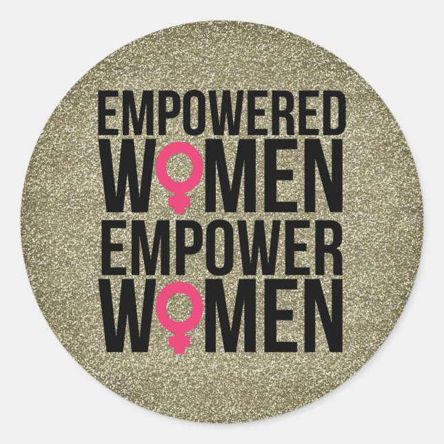 Empowered Women Gold Glitzer Stickers (Vorderseite)